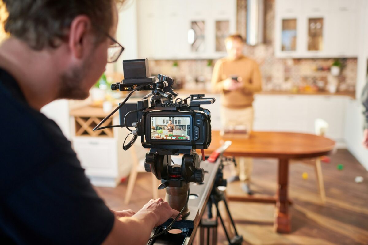 Photographer setting up in home